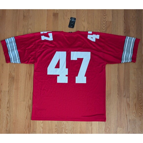 VTG Nike Ohio State Buckeyes Football Jersey Men’s #47 Red White XXL Aj Hawk NWT - Picture 8 of 11